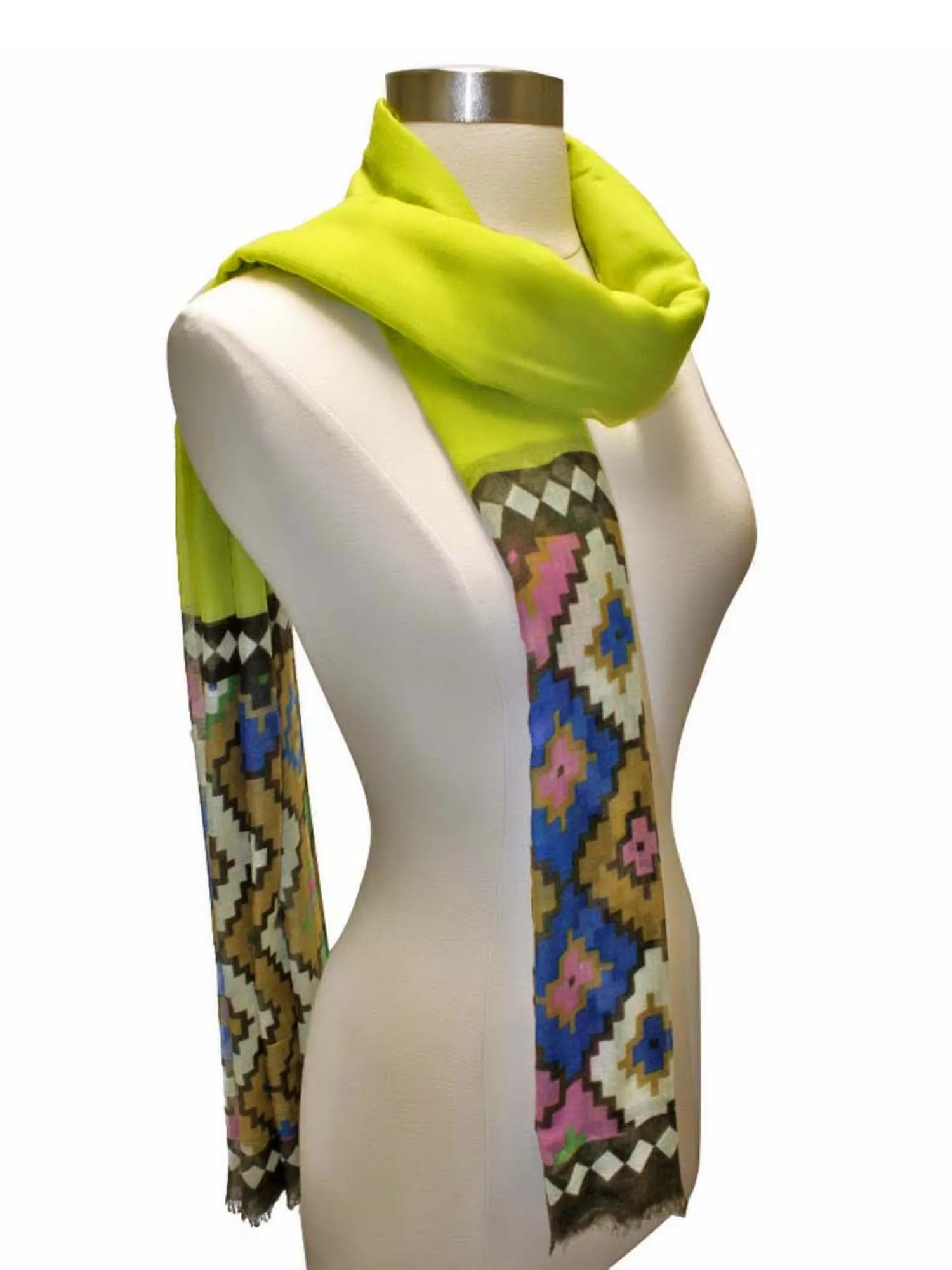 Lime Green Tribal Aztec Pattern Scarf