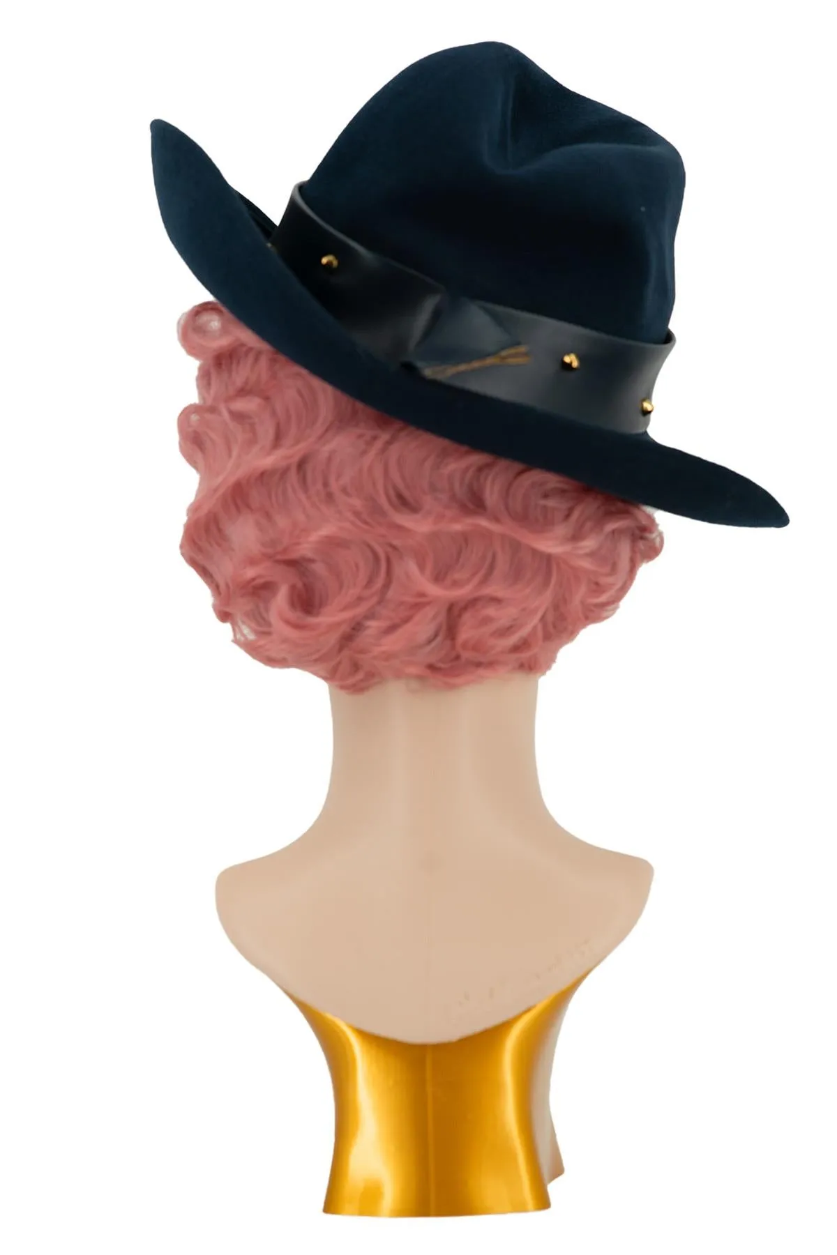 Navy Felt Fedora Style 1940s Vintage Hat