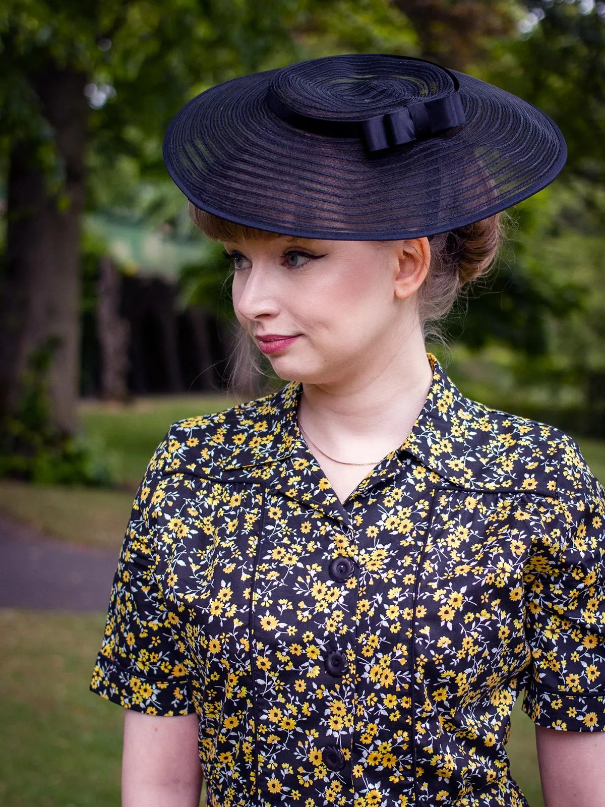 Navy Sheer 1940s Style Tilt Hat