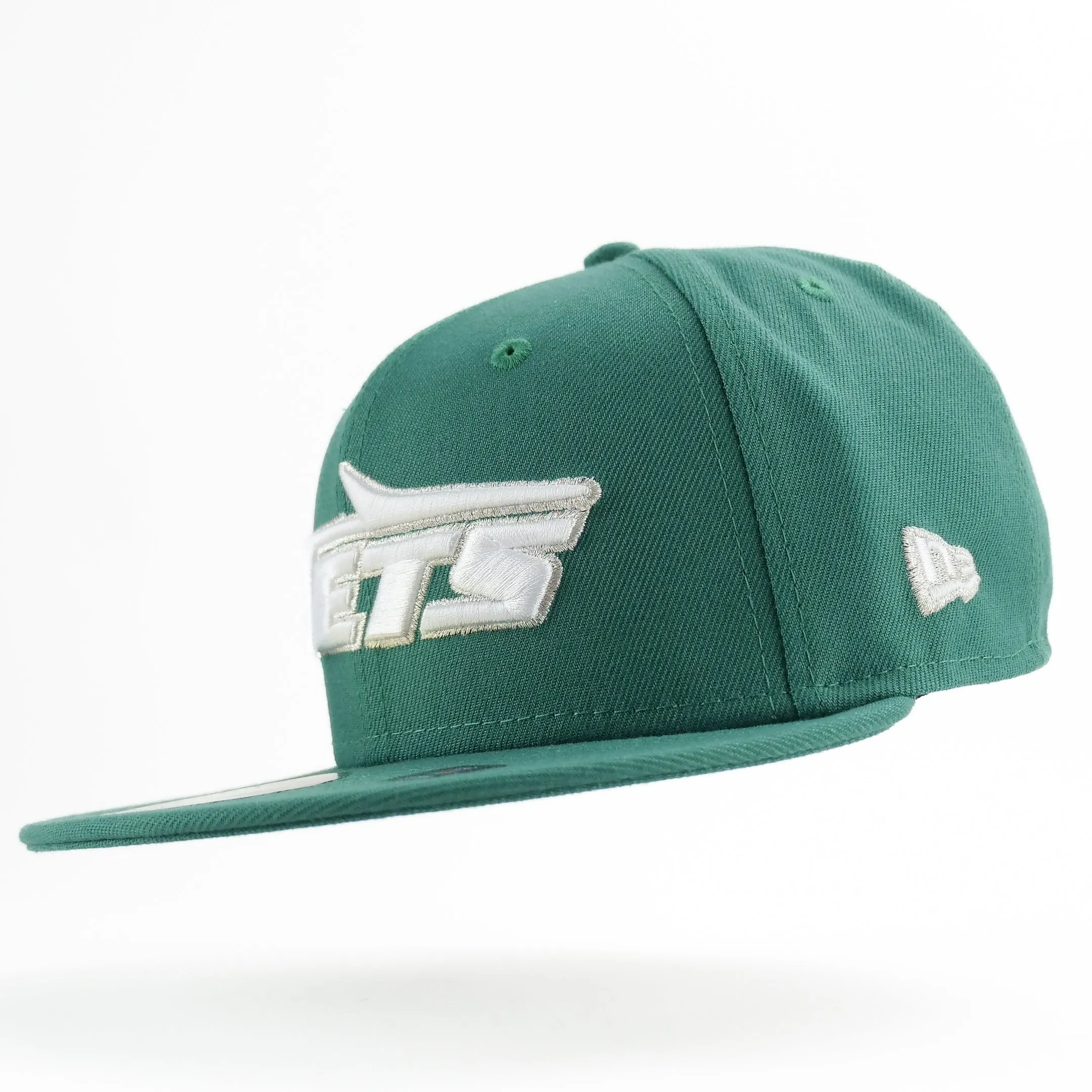 New Era Custom Exclusive Fitted New York Jets Green Metallic Silver Thread 50th Anniversary Patch