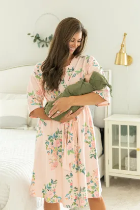 Nina Robe & Olive Green Swaddle Blanket Set