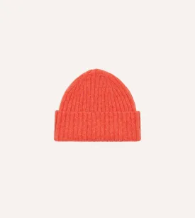 Orange Lambswool Ribbed Knit Cap