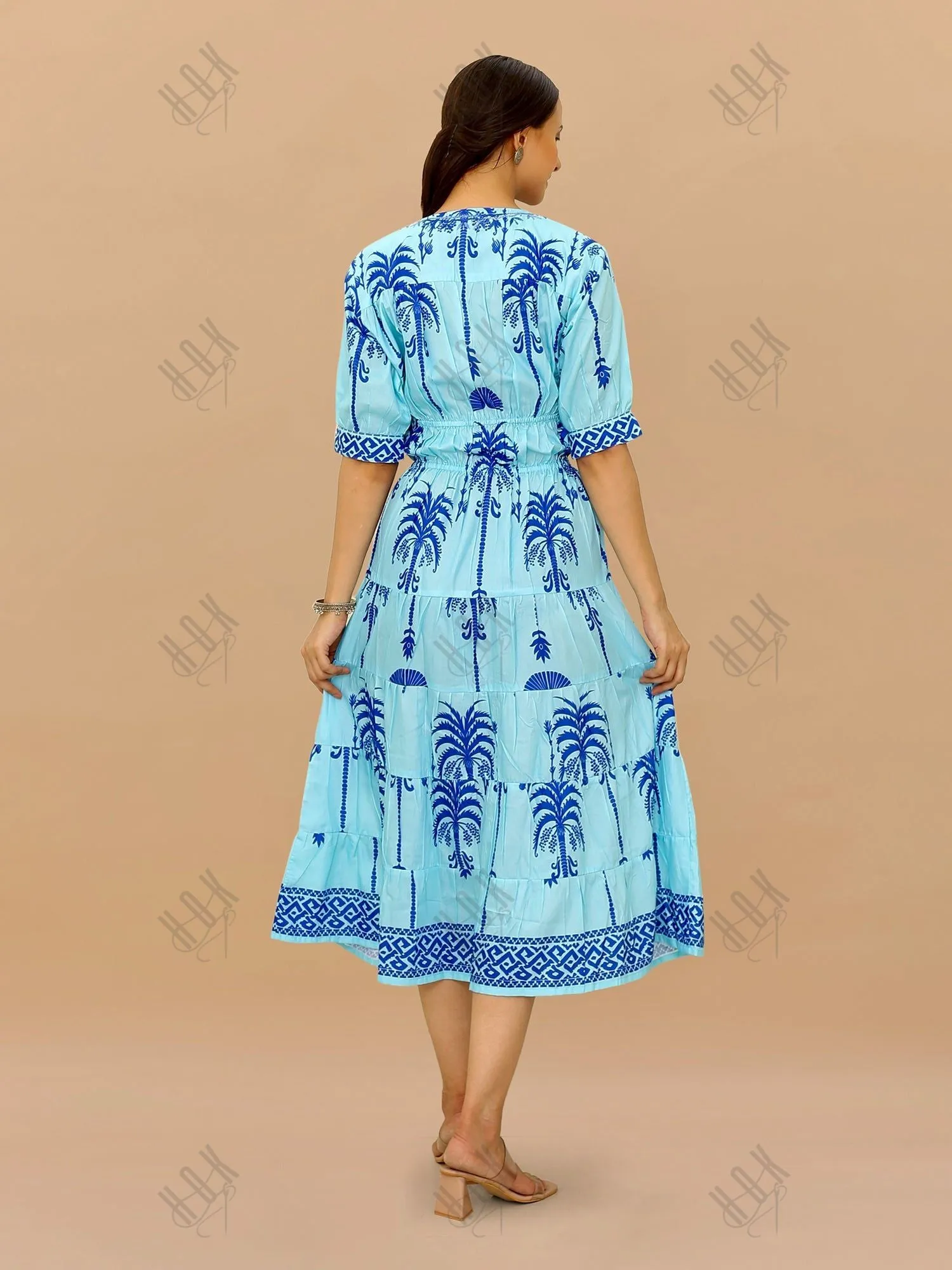 Saba Chikanakri Dress in Printed Muslin - Blue