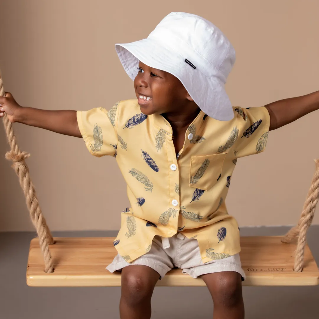 Satin Lined Bucket Hat-White