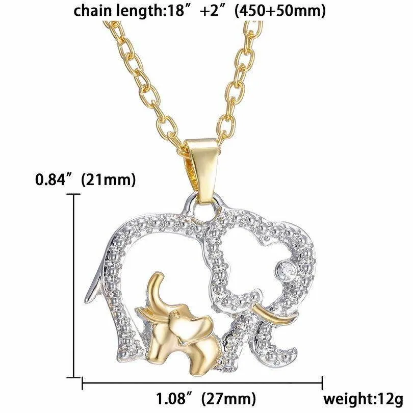 SHINELUX™ 'Elephant Baby & Mom' Crystal Necklace Pendant & Chain Gift - Mother Gift