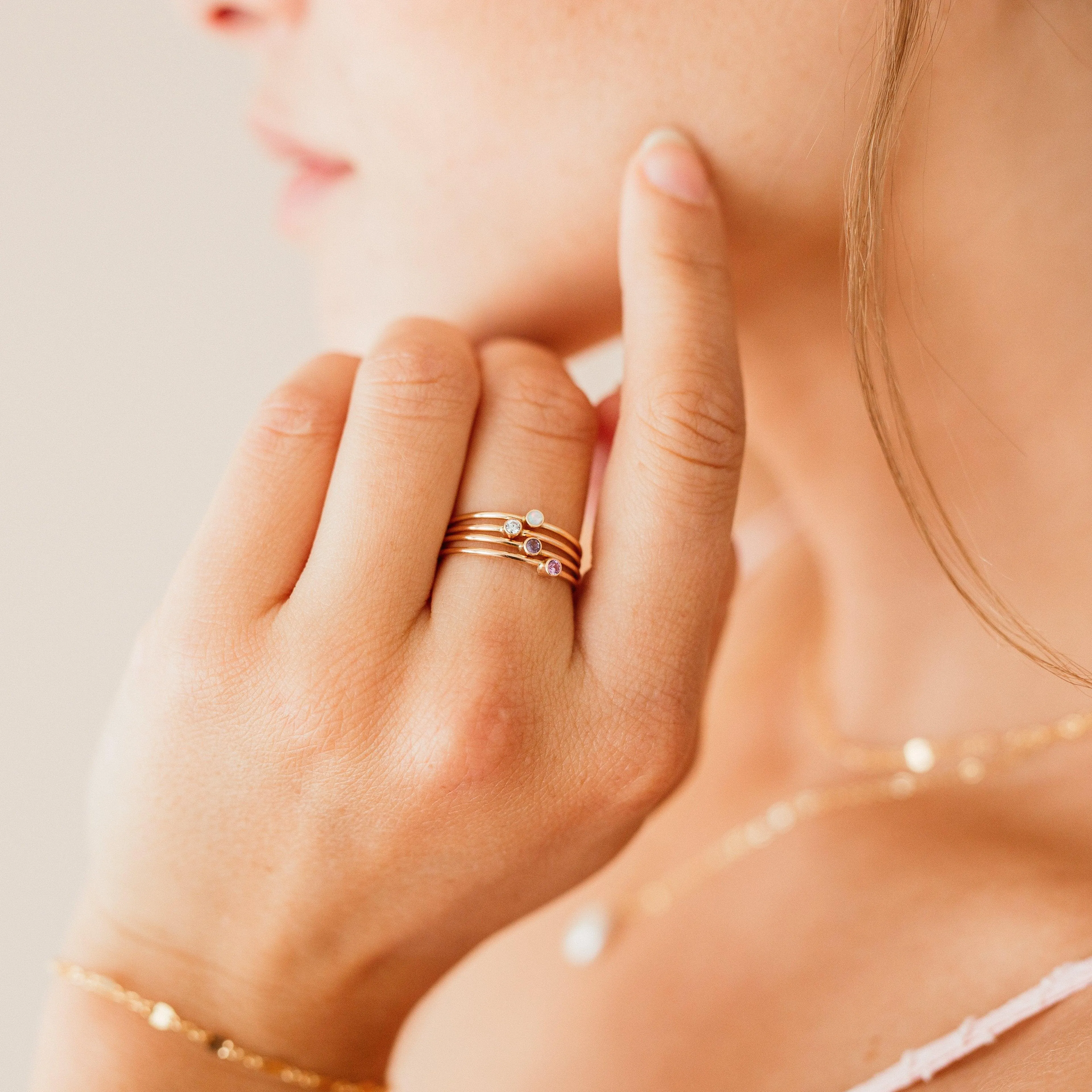 Tiny June Birthstone Ring ∙ Pearl