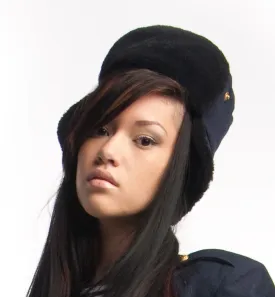 Uni-Sex Navy Black Bomber Style Ushanka Winter Hat