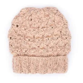 Women's Beanie with Cuff & Rose Gold Lurex