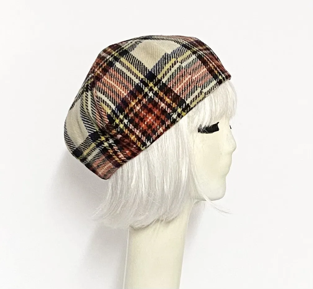 Wool Plaid Beret Hat